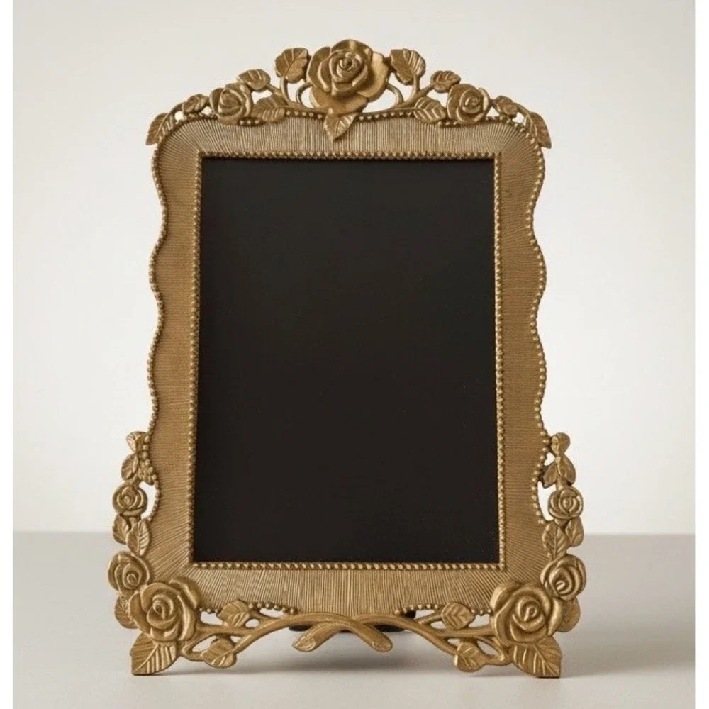Vintage Gold Ornate‎ Rose Picture Frame 4x6 Hollywood Regency Floral Decor
